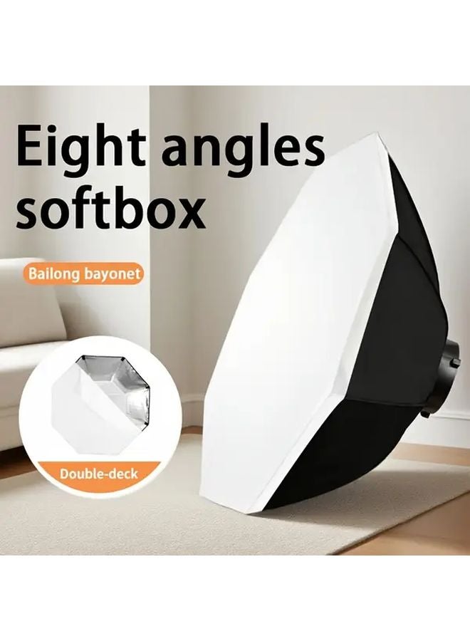 صندوق إضاءة أسود ثماني الشكل مع حامل باونز، تصميم متين من النايلون مزدوج الطبقات لإضاءة تصوير الاستوديو - Image 1